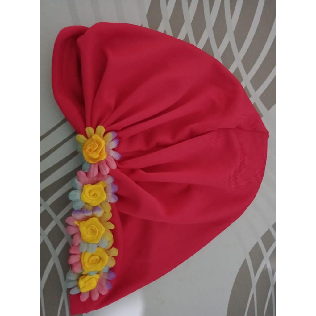 MJS 393 - Turban Bayi Bunga Polos Usia 0-2 Tahun Ciput Baby Topi Anak Perempuan Lucu Unik Imut Kekinian