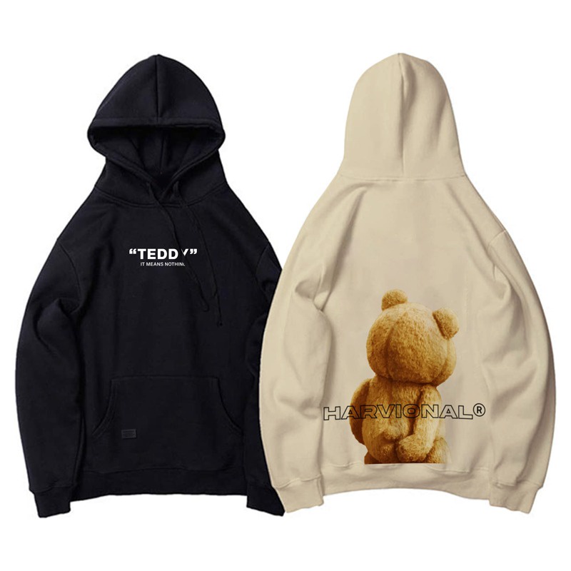 Parisdivarious Sweater Hoodie Jemper Teddy Bear Bahan Fleece Size S - XXL (Pria &amp; Wanita)