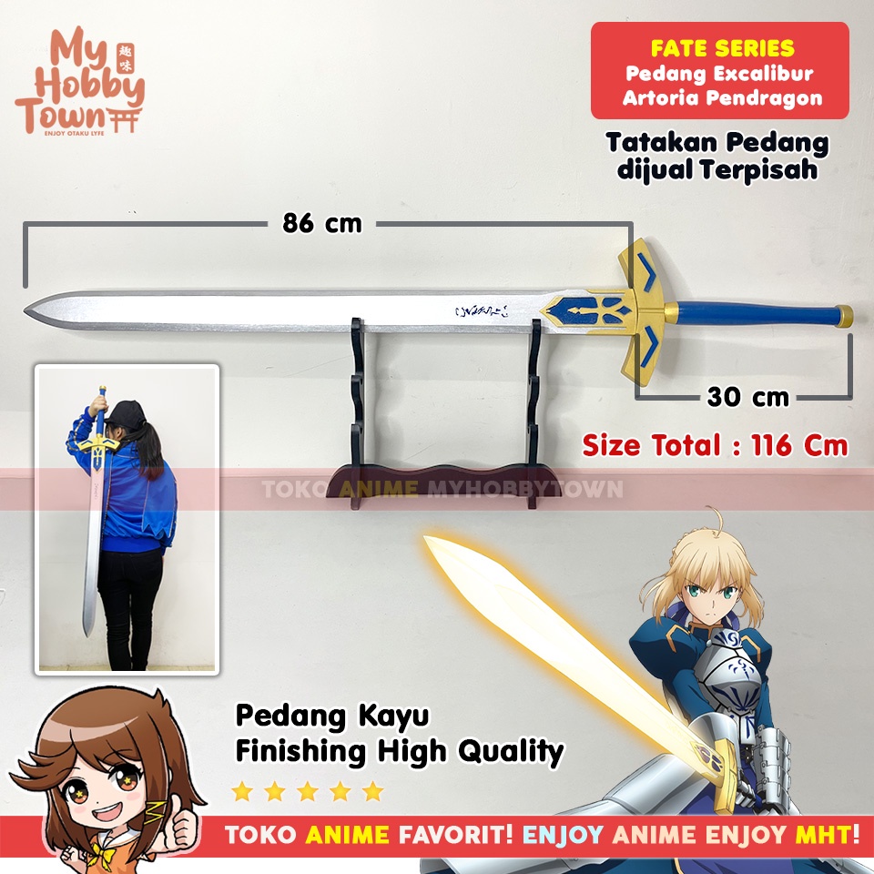 Replika Pedang Kayu Fate Series Excalibur Saber Arthur Pendragon Cosplay Property