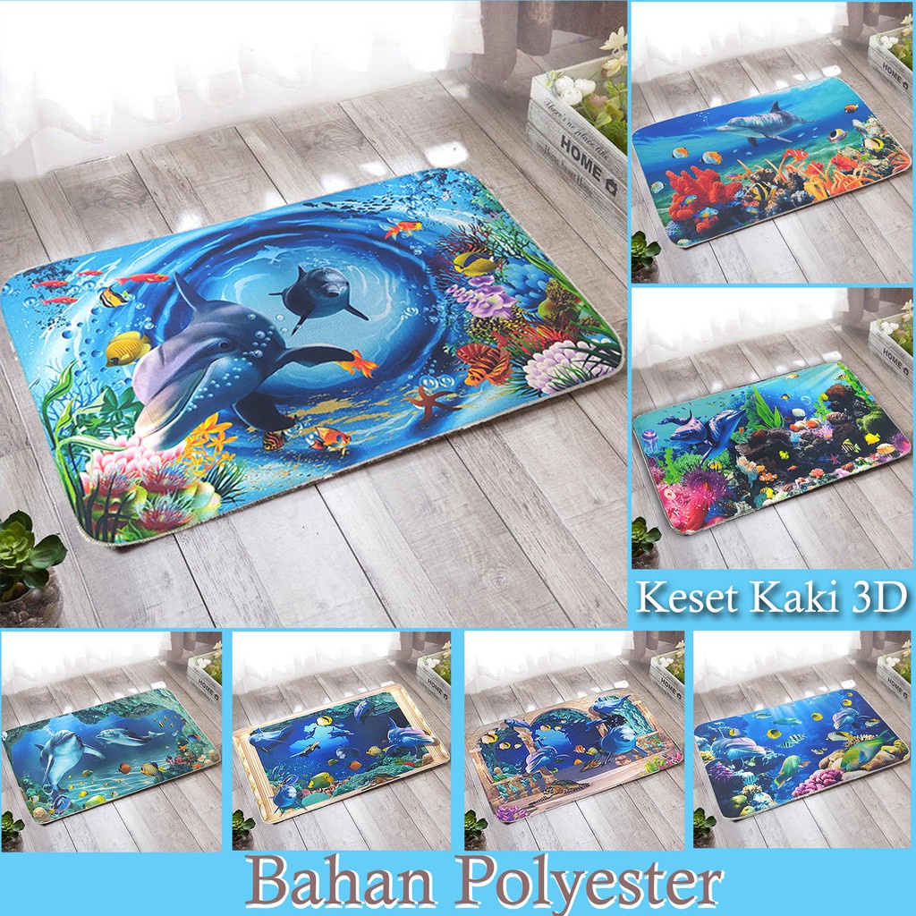 (Serba Serbi)Alas Lantai Kamar Mandi Anti Slip 3D Deep Blue Sea Series /Keset Kaki Kamar Mandi Anti Bau Anti Bakteri Bebas Kuman