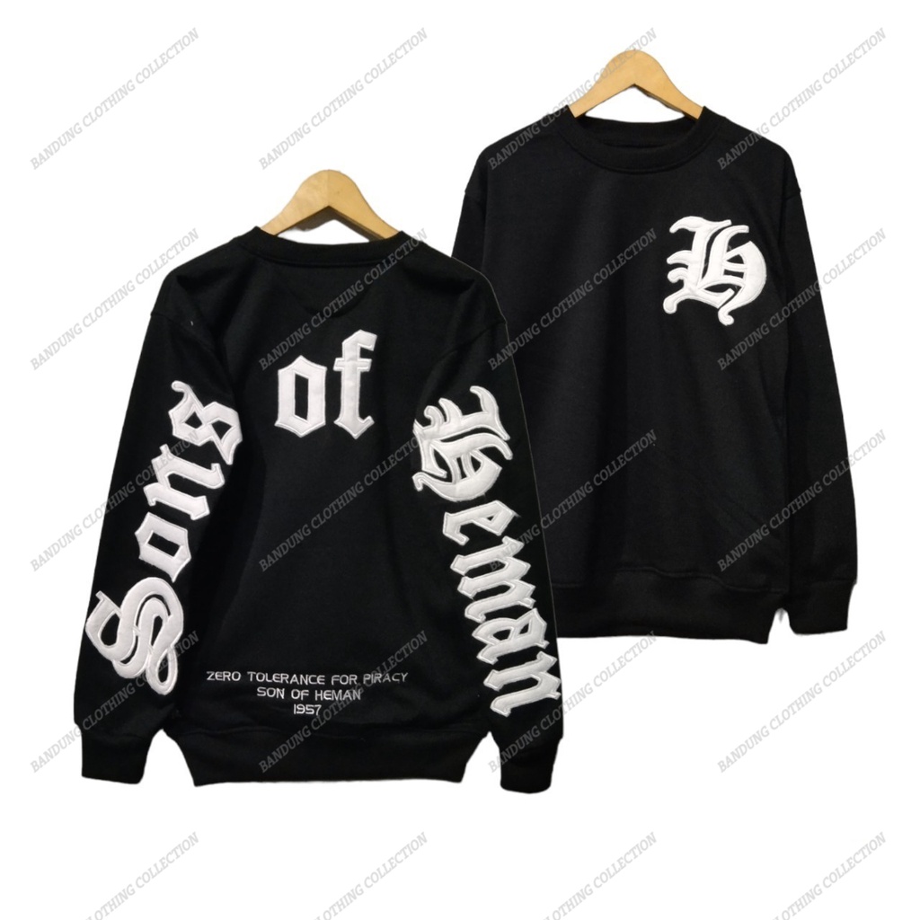 SWEATER HOODIE JUMPER PRIA MODEL BORDIR SHERPA LOGO SONG OF HEMAN HITAM / HOODIE DISTRO PRIA WANITA M L XL XXL