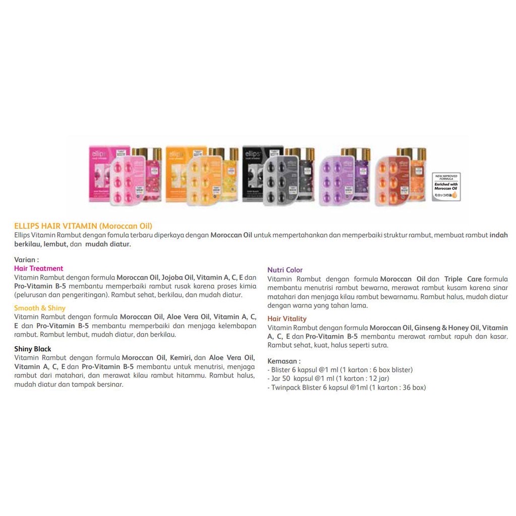 ELLIPS Hair Vitamin rambut With Morrocan Oil Blister 6 butir