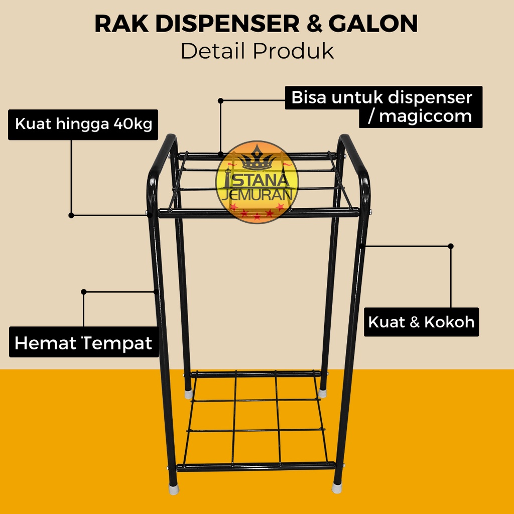 Premium Meja Dispenser 2 Susun Besi Serbaguna / Rak Galon Dan Magic Com Kuat