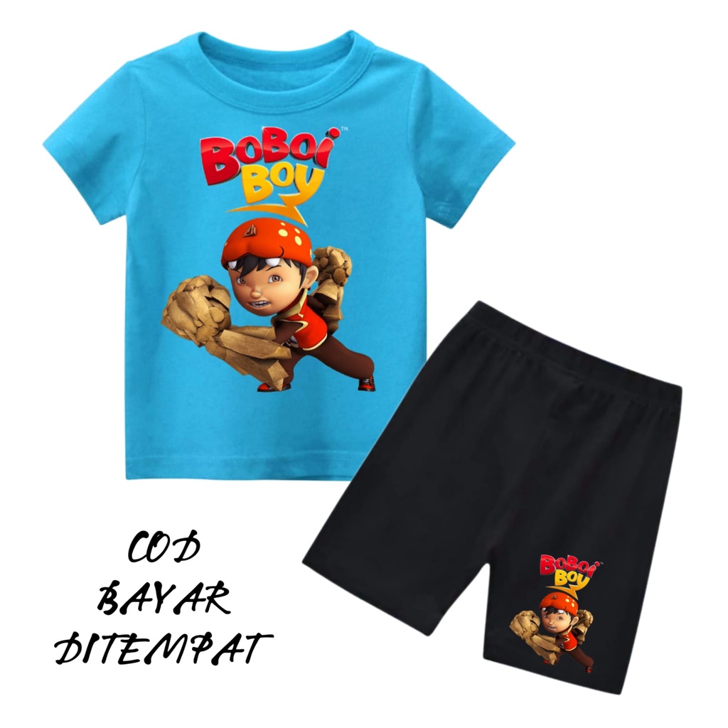 Hzl_outfit Setelan Kaos Baju Boiboiboy Airbender Anak Laki Laki