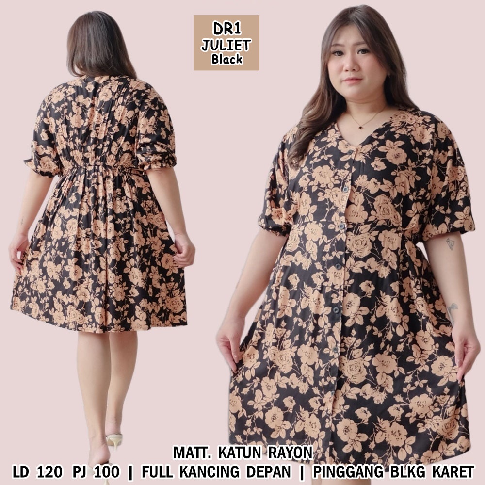 BIGCLO - (COD) LD 120cm Big Size Dress Jumbo Wanita DR1 Midi Dress Baju Atasan Oversize Surabaya