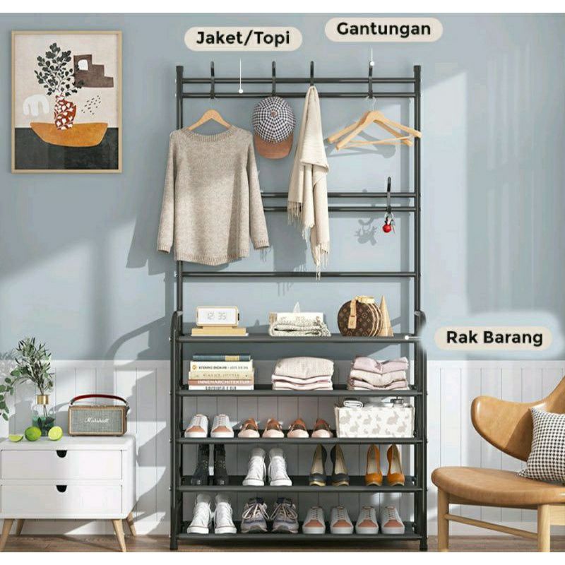 Greenland Big Stand Hanger Rak Sepatu Gantung Baju Besi Susun 5 Gantungan Baju Dan Rak Sepatu