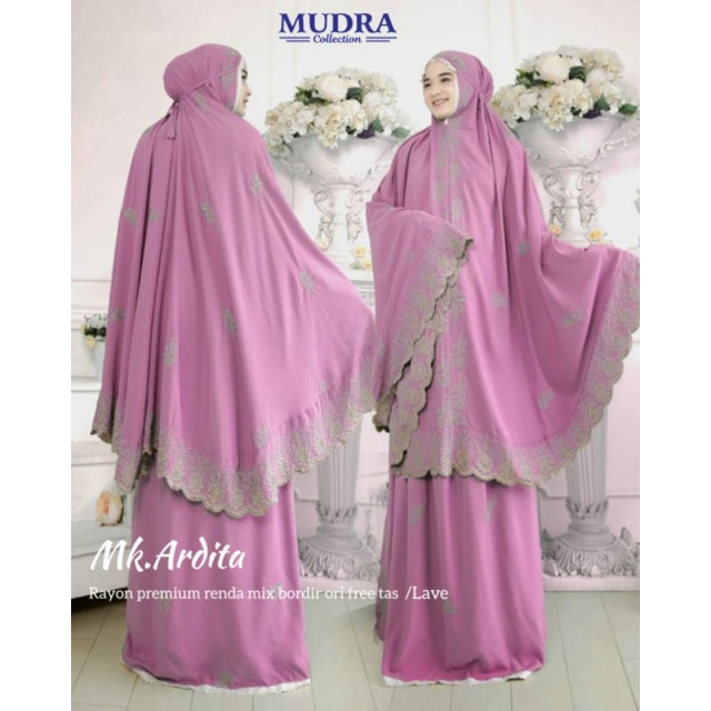 MUKENA ARDITA CANTIK DAN ANGGUN ORIGINAL MUDRA HIJAB, BAHAN RAYON PREMIUM MOX RENDA BORDIR MEWAH