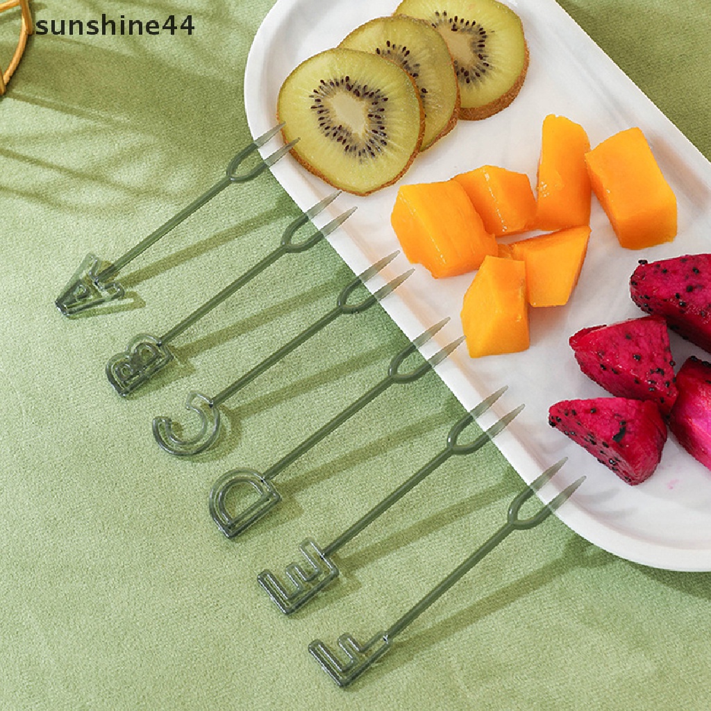 Sunshine 26Pcs Huruf Garpu Buah Kartun Makanan Ringan Kue Dessert Makanan Fruit Picks With Box.