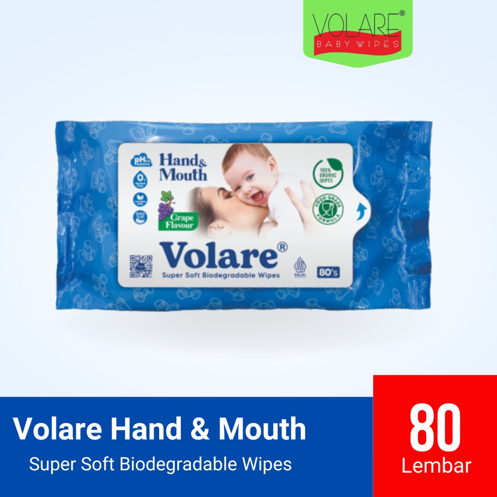 VOLARE HAND &amp; MOUTH WIPES FOOD GRADE BIODEGRADABLE ISI 80'S [SWEETSPACE]