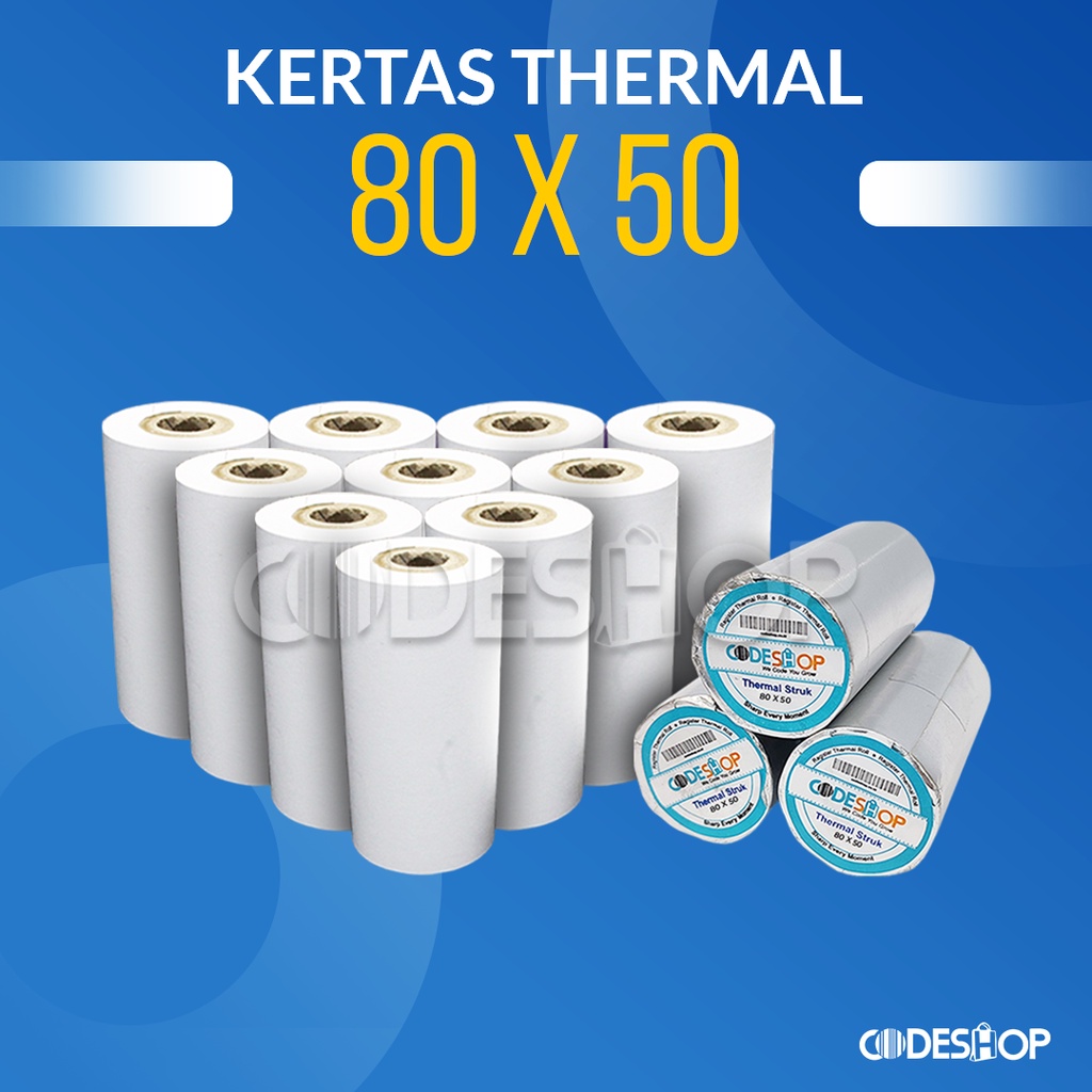 Kertas Cetak Struk Kasir Codeshop 80 x 50mm Isi 10 Roll / 1 SLOP