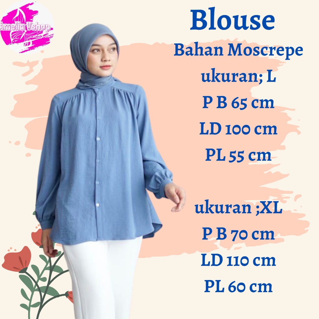 freya blouse wanita lengan panjang kekinian baju atasan fashion muslim korean style oversize premium