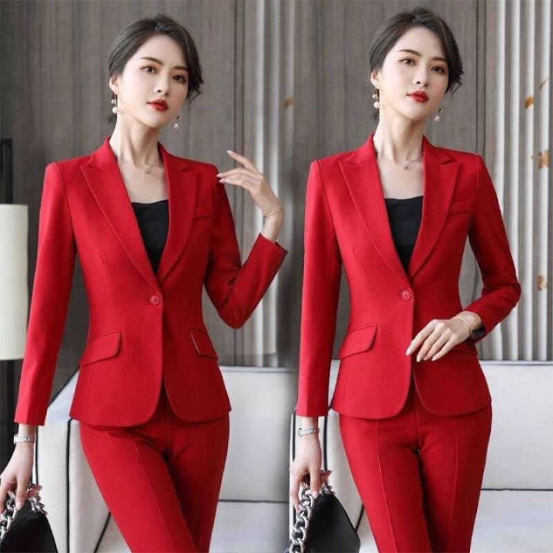 Jas Wanita Merah Terbaru/Jas Blazer Slimfit/Jas Kerja