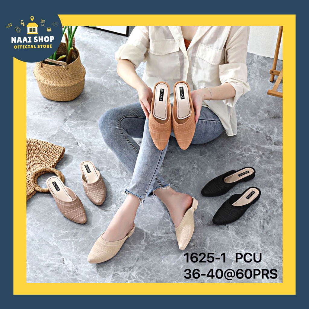 Sepatu Mule Wanita Motif Renda Size 36-40 Heels -+ 2 CM Selop Bustong Jelly Soft Color Korea Style Kekinian Slip On Karet Cewek Murah Jelly Shoes Formal Kasual Terbaru Slop Kerja Kuliah Sepatu Sandal Fashion Import Premium Mules Balance 1625 Naai Terlaris