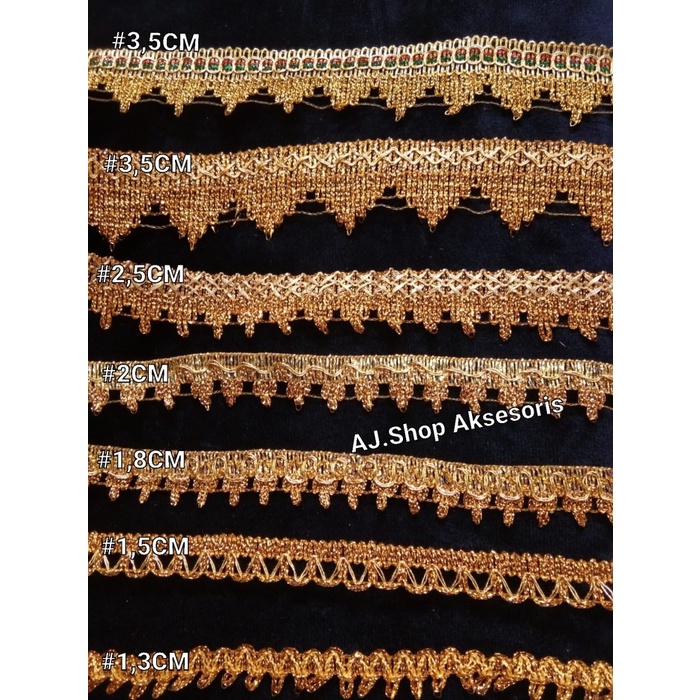 Renda Renda Warna Emas /Renda Warna Perak Isi Per Pack