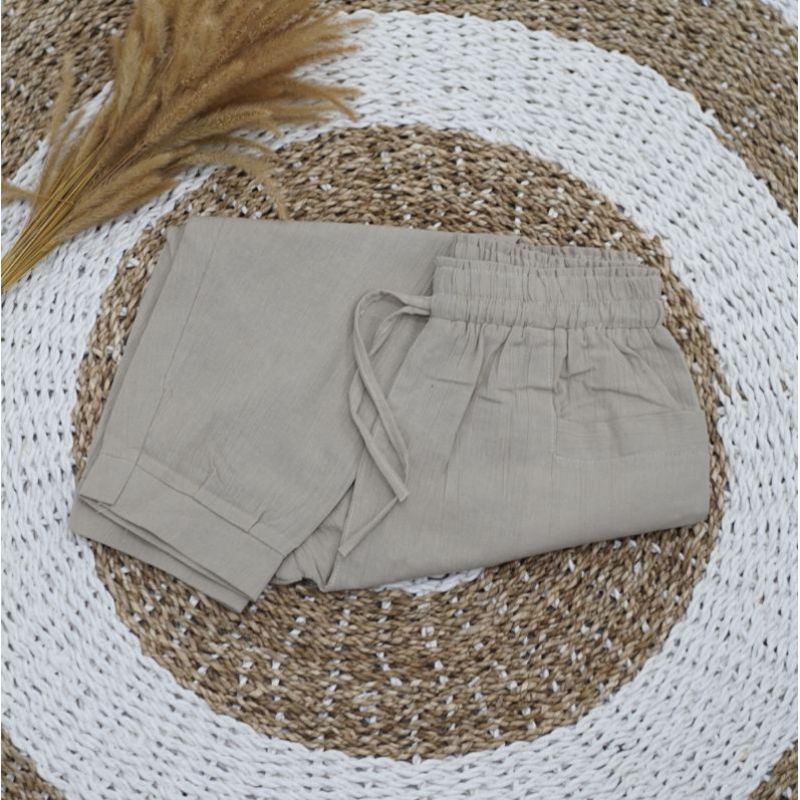 Haruka linen kringkel premium/Celana pendek 7/8 kringkel/Baggy pants wanita model terbaru