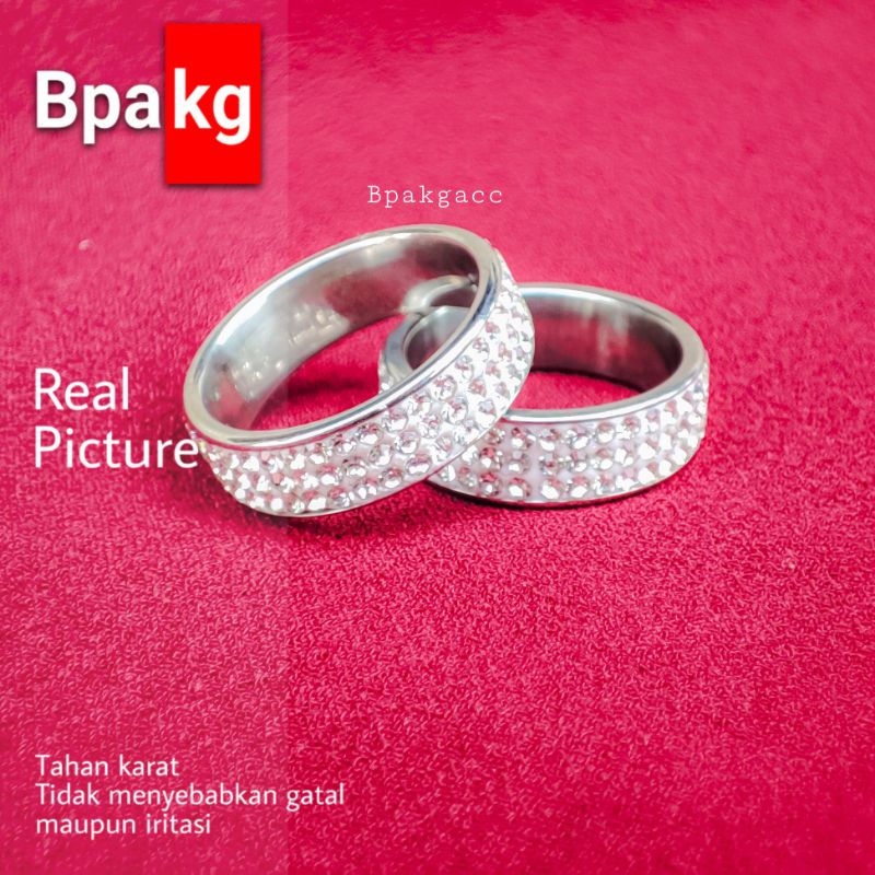 Cincin titanium boldis permata Anti karat # Cincin Silver Besi Putih Asli Anti Luntur Awet Selamanya