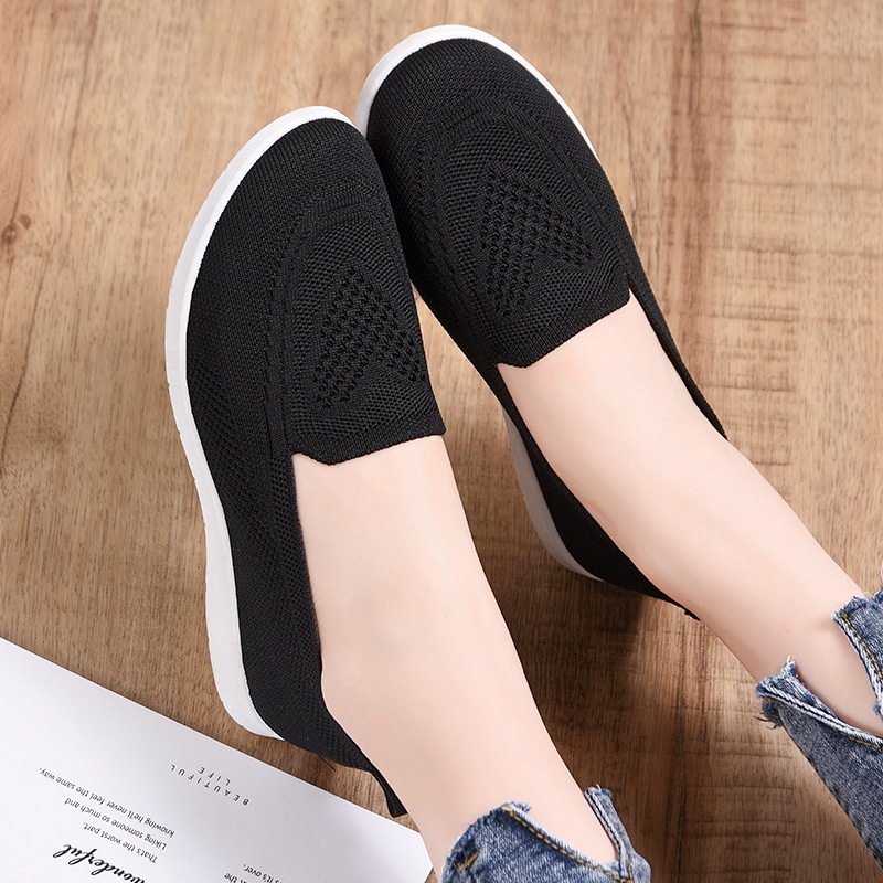 Sepatu wanita import flat shoes casual slip on anti licin
