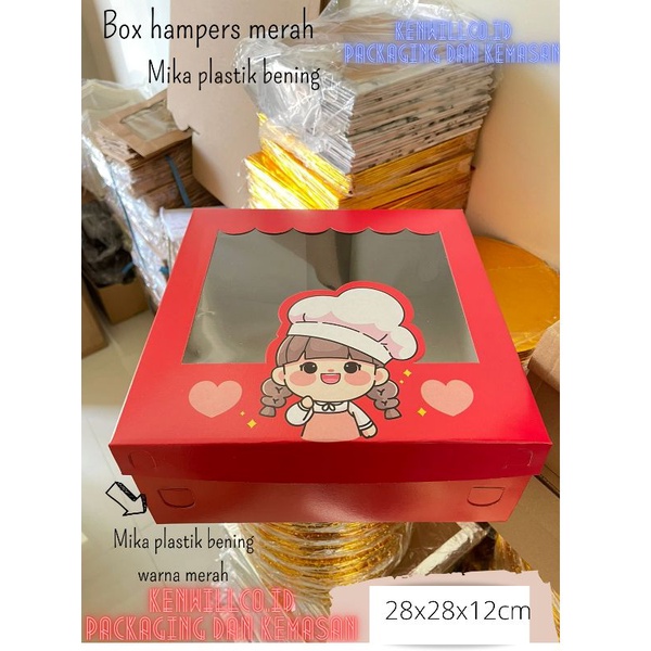 

BOX MERAH CHEFF 28X28X12CM MIKA PLASTIK BENING BOX HAMPERS BOX TUMPENG BOX KUE
