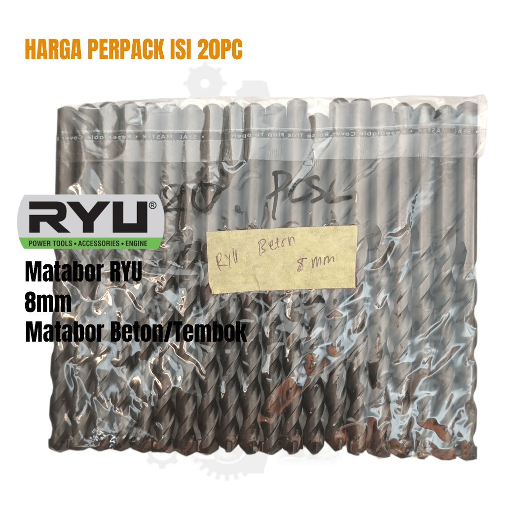 RYU Matabor Beton 8mm Hss Drill bits Putih mata bor tembok 8 mm perpack isi 20Pc