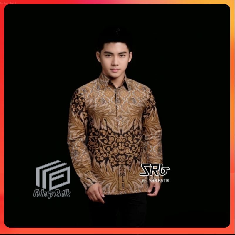 Kemeja Batik Pria Lengan Panjang BATIK HRB026 motif KERATONAN Kode 002 size M L XL XXL Reguler