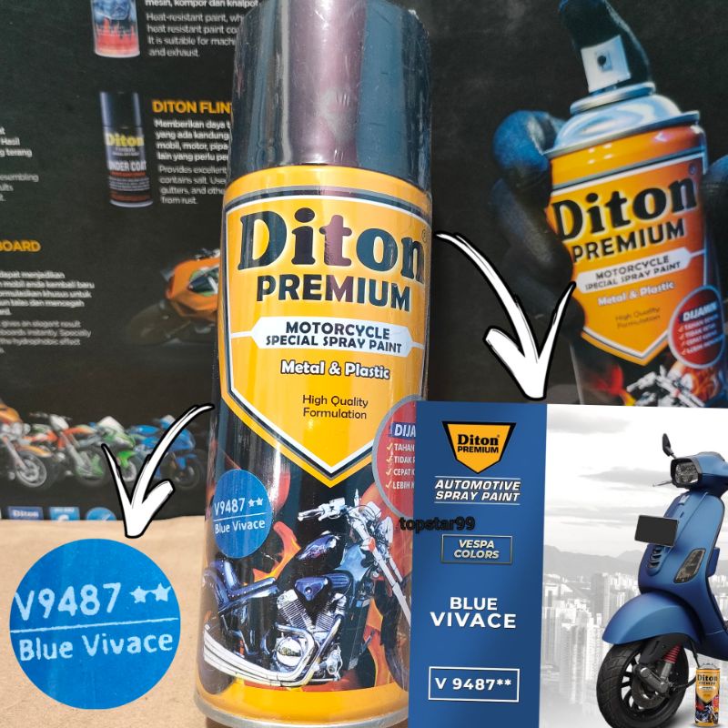 Pilok Pilox Cat Diton Premium Blue Vivace 9487 V9487 Biru Vivace 400cc Cat Semprot Diton Premium Tahan Bensin Cepat Kering