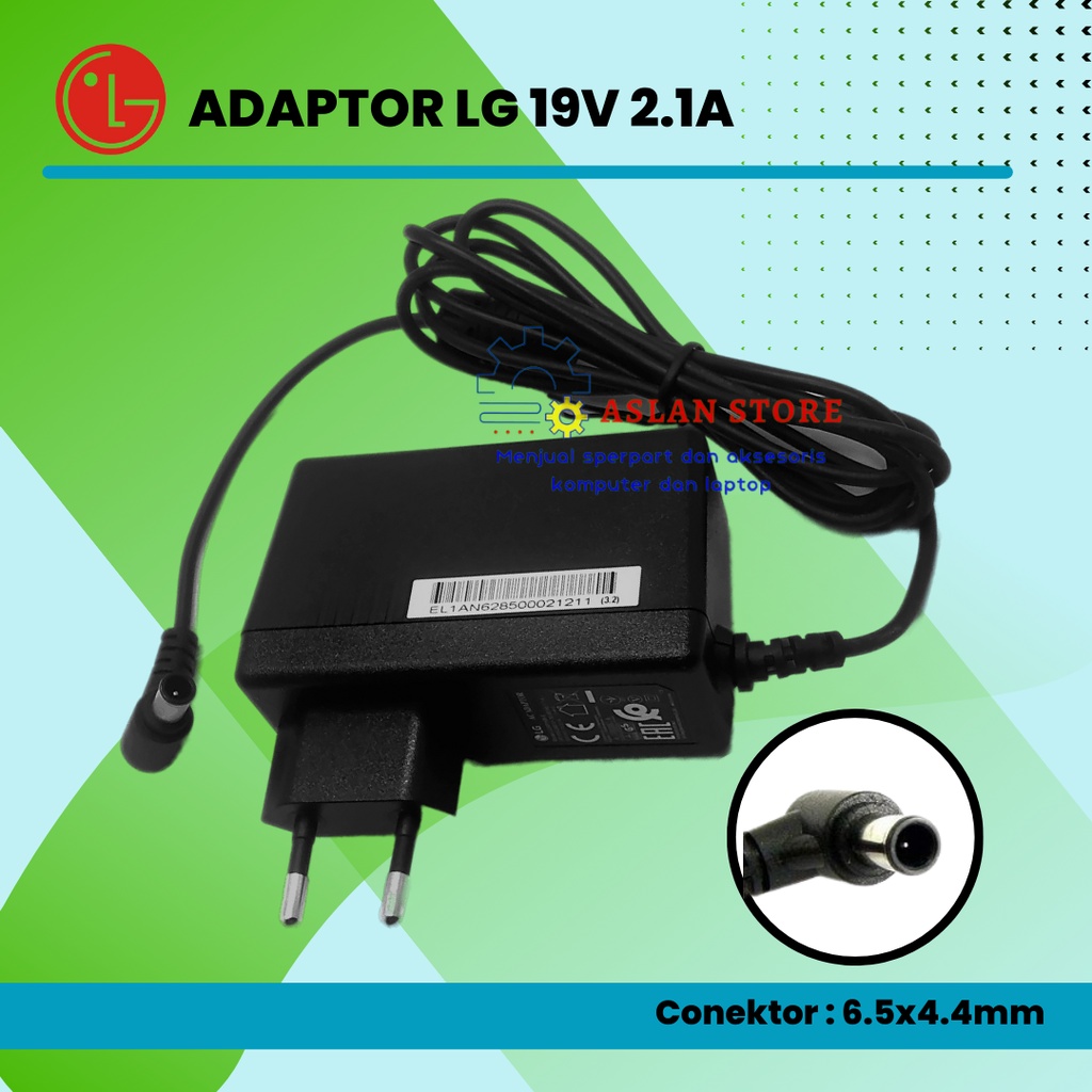 Charger casan Monitor LG TV LED LG Adaptor TV Monitor LG 19V-2.1A LED TV Monitor LG Colokan Jarum original