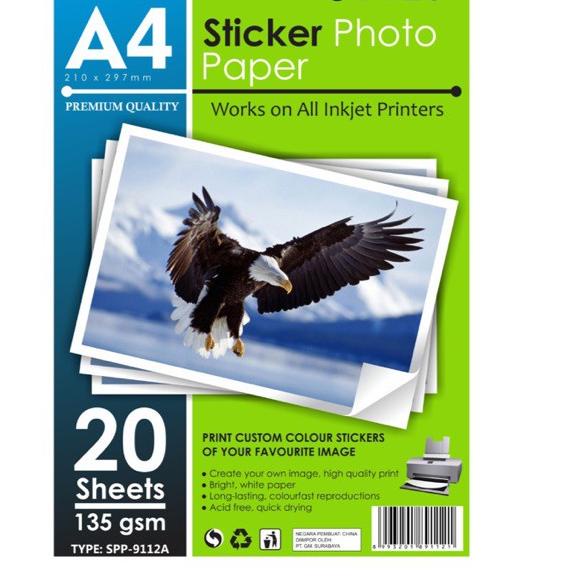 

Grosiran Murah (1 PACK = 20 LMBR) Kertas Stiker Photo Paper Vtec A4 135 gsm / Kertas Sticker Foto V-tec !!!