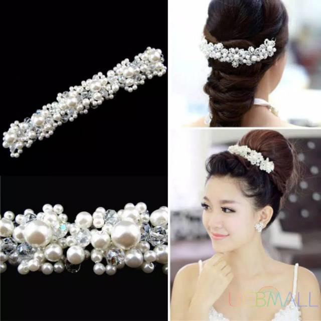 Aksesoris Kerudung Headpiece Bandana Mutiara Aksesoris Rambut Pengantin