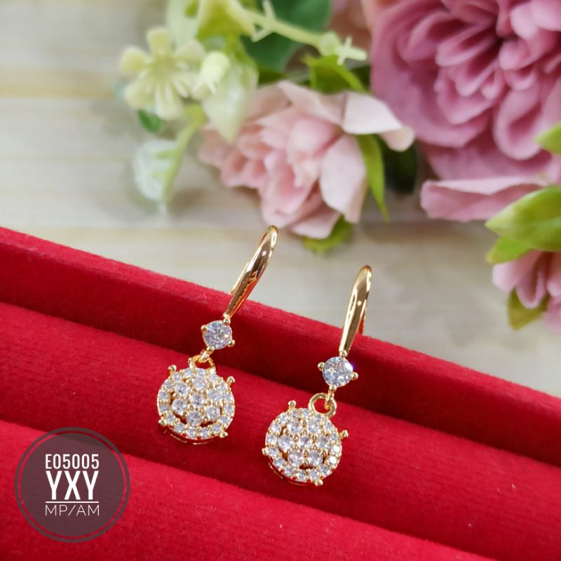 Anting yaxiya permata mewah zircon gold E05005