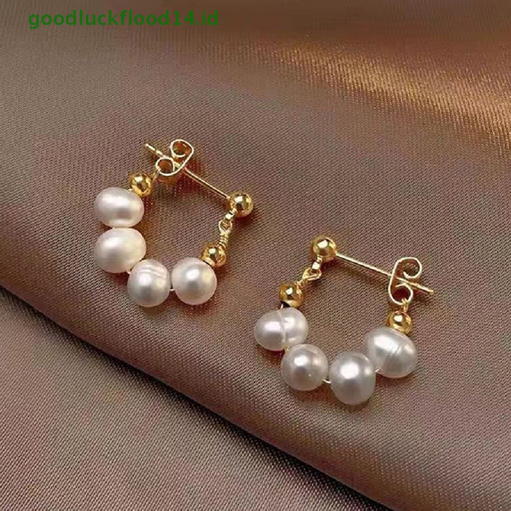 [GOOGFOUR] 1pasang Retro Baroque Pearls Menjuntai Anting Untuk Wanita Elegan Korea Sederhana Perhiasan Aksesoris Pesta Pernikahan [TOP]