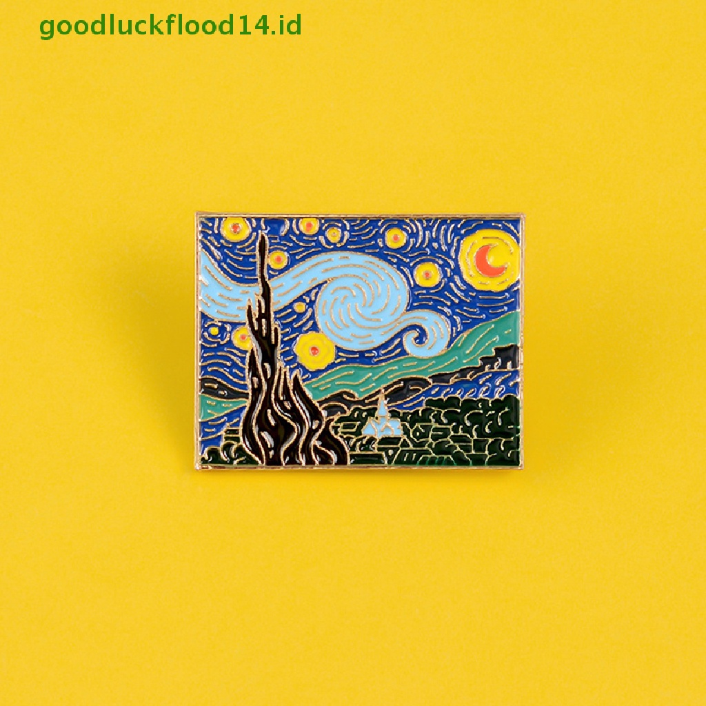 [GOOGFOUR] Van Gogh's Masterpiece Paings Starry Sky Bros Romantis Pin Perhiasan [TOP]