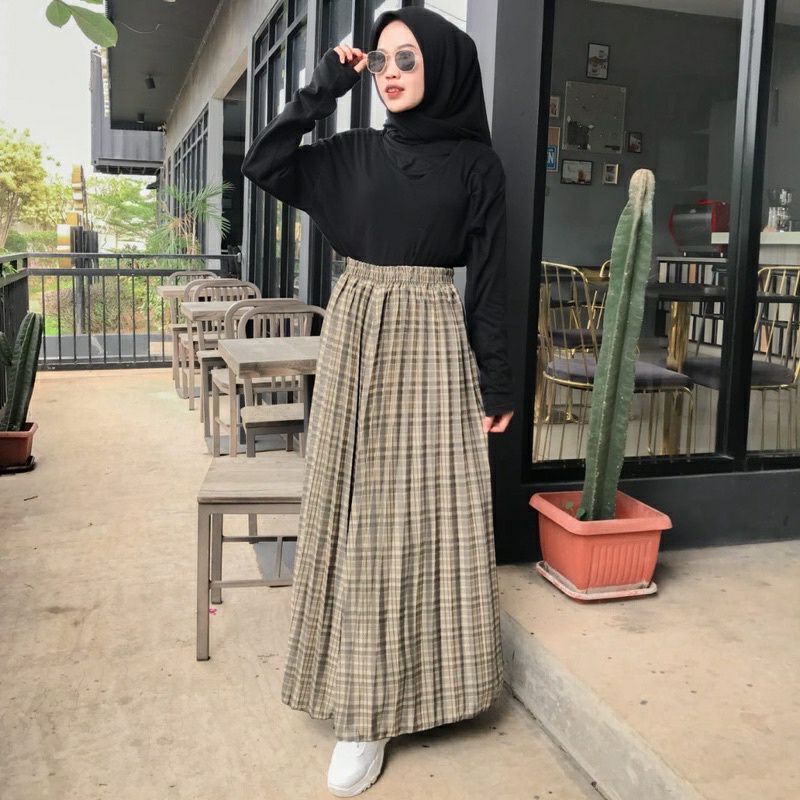 ROK PLISKET TARTAN JUMBO / ROK PLISKET KLOK MOTIF KOTAK KOTAK / ROK PLISKET MAYUNG
