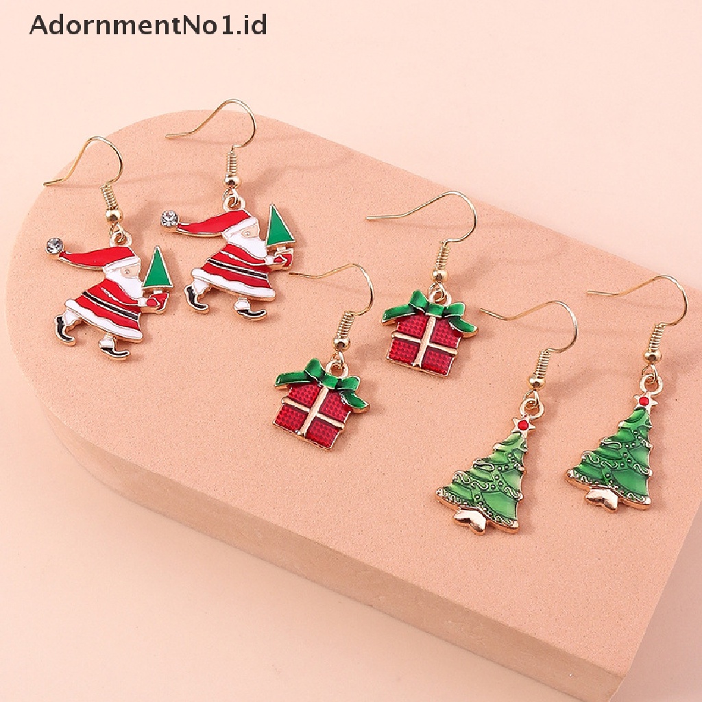 [AdornmentNo1] 1pasang Desain Baru Trendi Anting Natal Xmas Tree Elk Snowman Santa Claus Menjuntai Anting Perhiasan Stud Earrings Hadiah Natal Untuk Wanita Perempuan [ID]