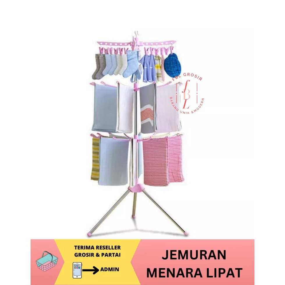 JEMURAN MENARA 3 TINGKAT JEMURAN BAJU BAYI JEMURAN PAKAIAN JEMURAN 3 SUSUN FBL