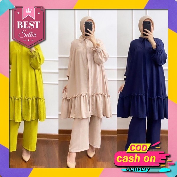 Dizzah Gamisku ( Terbaru ) Milly Daily Set Setelan Crinkle Model Terbaru Model Kekinian Terendy Terb