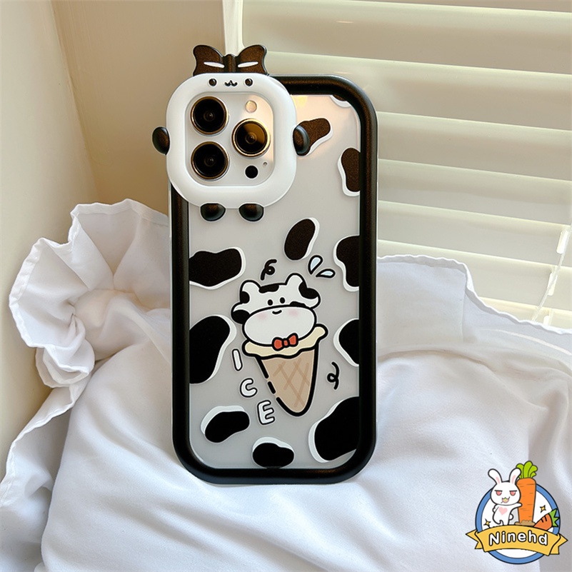 IPHONE Casing Kompatibel Untuk Iphone14 13 12 11 Pro Max X Xr Xs Max7 8 6 6s Plus Se2020 Hitam Putih Motif Sapi Casing Ponsel Monster Kecil Shockproof Silicone Soft Case Cover Pelindung