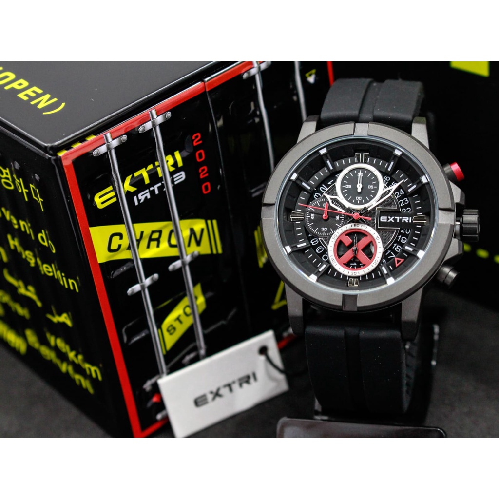 Jam Tangan Pria Extri X6064 Original Chronograph Aktif Include Box