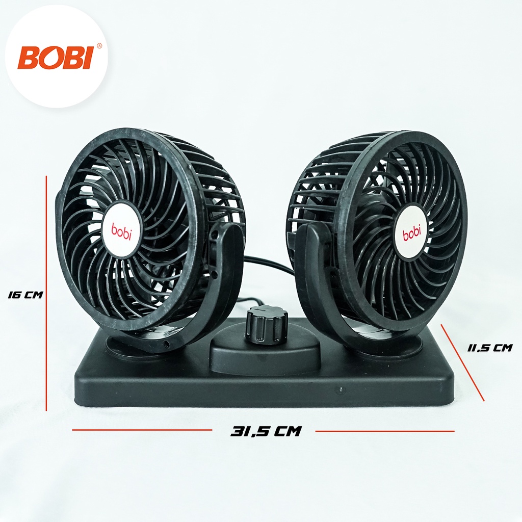 Kipas Angin Mobil Double  Merk Bobi - Headed Fan Aksesoris Mobil Interior - KipasAngin Mobil Termurah