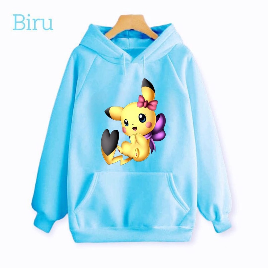 Hzl_outfit Sweater Hoodie Anak Perempuan Picachu Linda/ Sweater Hoodie Anak Anak