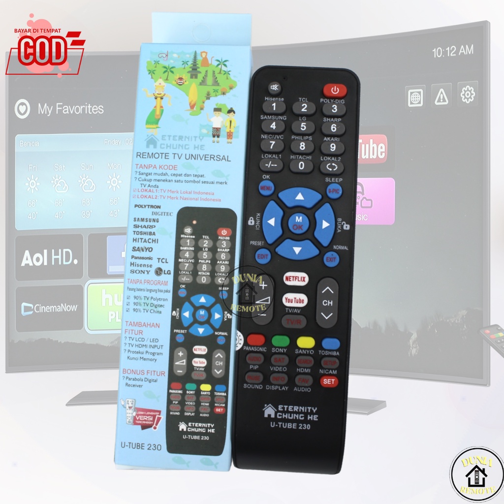 Remot Remote TV SMART Multi Android LED LCD Universal U TUBE 230 (changhong, TCL, polytron, dll)