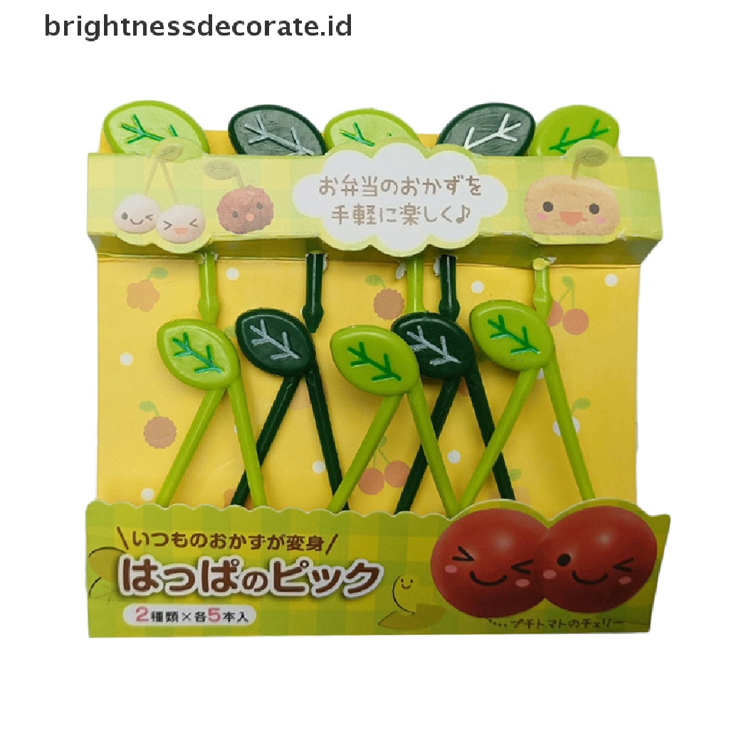 [Birth] 10pcs/set Daun Buah Garpu Picks Anak Snack Dessert Dekorasi Garpu Tusuk Gigi [ID]