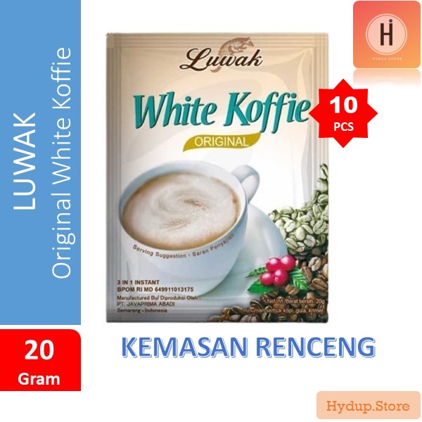 

Luwak White Koffie Original Renceng isi 10 Sahset Kemasan 20 Gram