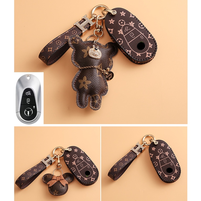 Mercedes-benz Leather key Holder cover Smart key case Luminous Sarung Kunci Mobil e200l cla clb