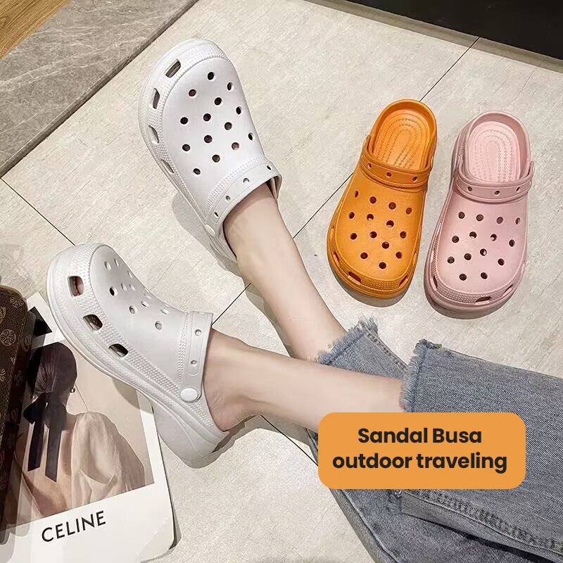 Mainland Sandal Baim Slop Wanita Sendal Crocs Lubang Pin Jibbits Tempelan Stiker Lucu Kekinian HSN124