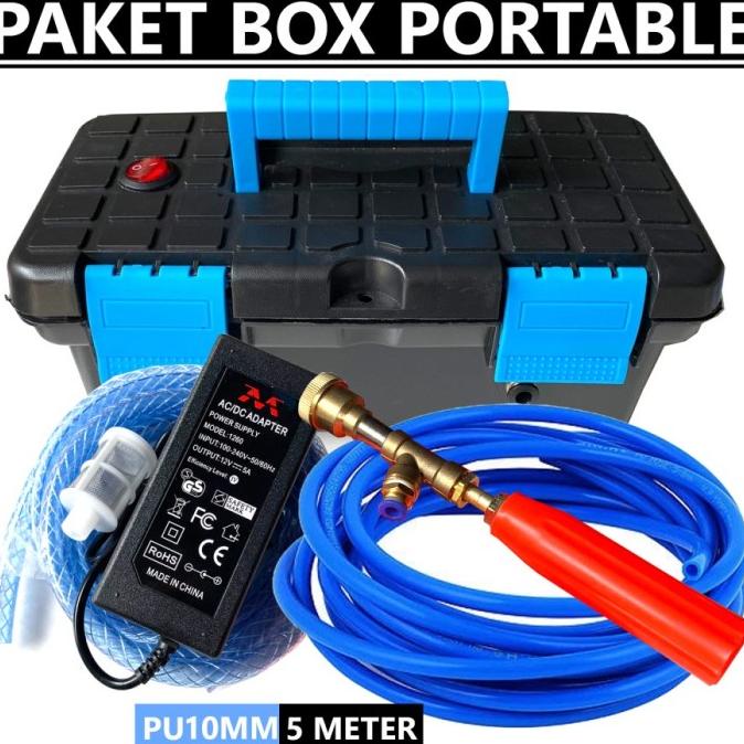 Paket Lengkap Alat Mesin Pompa Box Mini Cuci Motor Mobil AC Portable