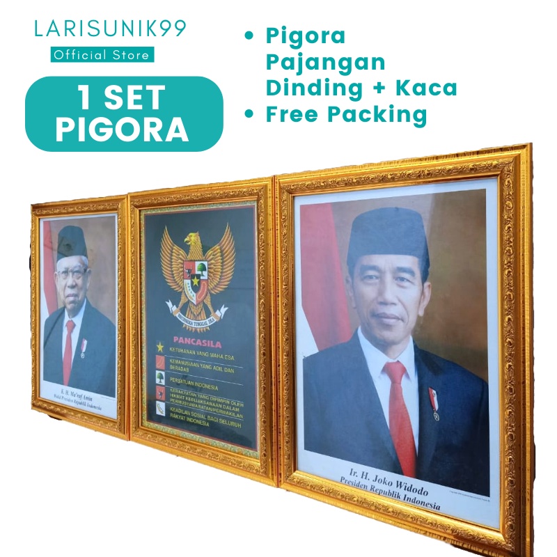 Foto Presiden Dan Wakil Presiden Pigura Pajangan Dinding Poster Gambar 1 Set Bahan Polyframe Fiber