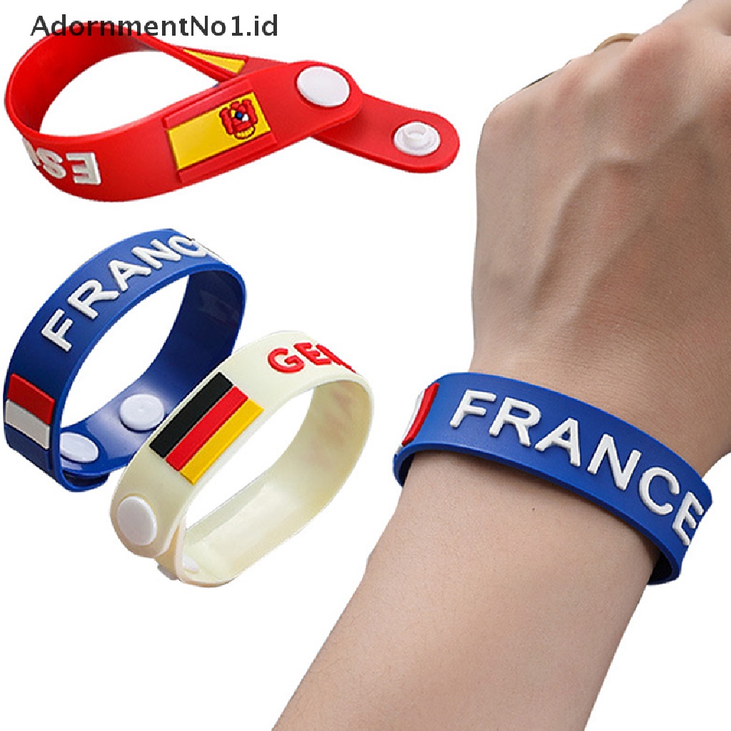 [AdornmentNo1] Souvenir Sepak Bola Piala Dunia Bendera Gelang Olahraga Elastis Silicone Wristband Bracelet [ID]