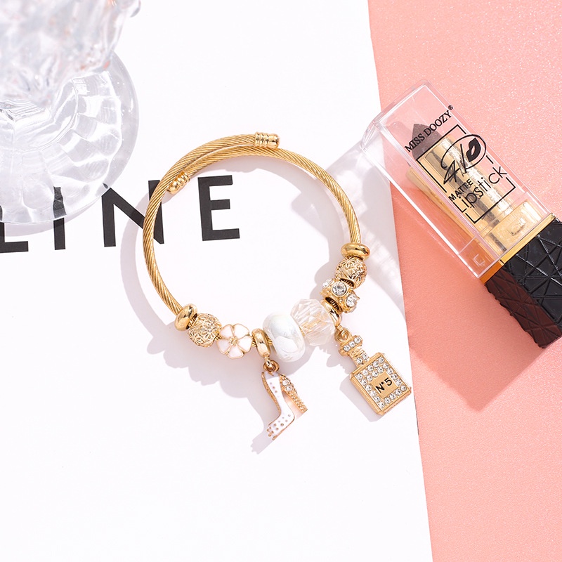 XiaoboACC Manik-Manik Botol Parfum DIY Fashion Korea Gelang Stainless Steel