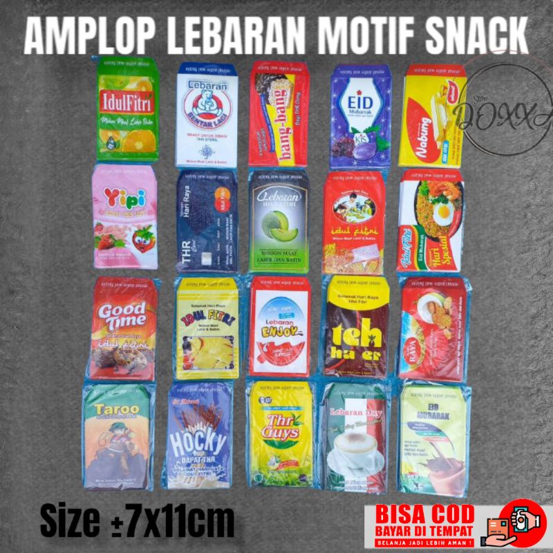 

Amplop Angpao Lebaran Idul Fitri Motif Snack Plesetan Viral