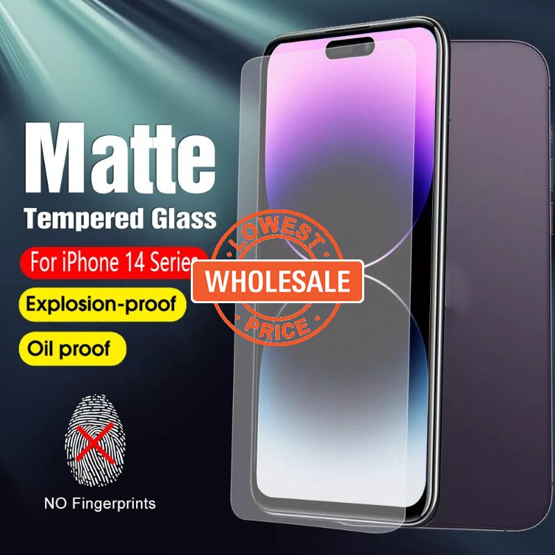 IPHONE [Harga Grosir] Full Coverage Matte Tempered Glass Film Pelindung 9H Hardness Pelindung Layar Anti Sidik Jari Anti Gores Kompatibel Untuk Iphone14 14 Plus 14 Pro 14 Pro Max